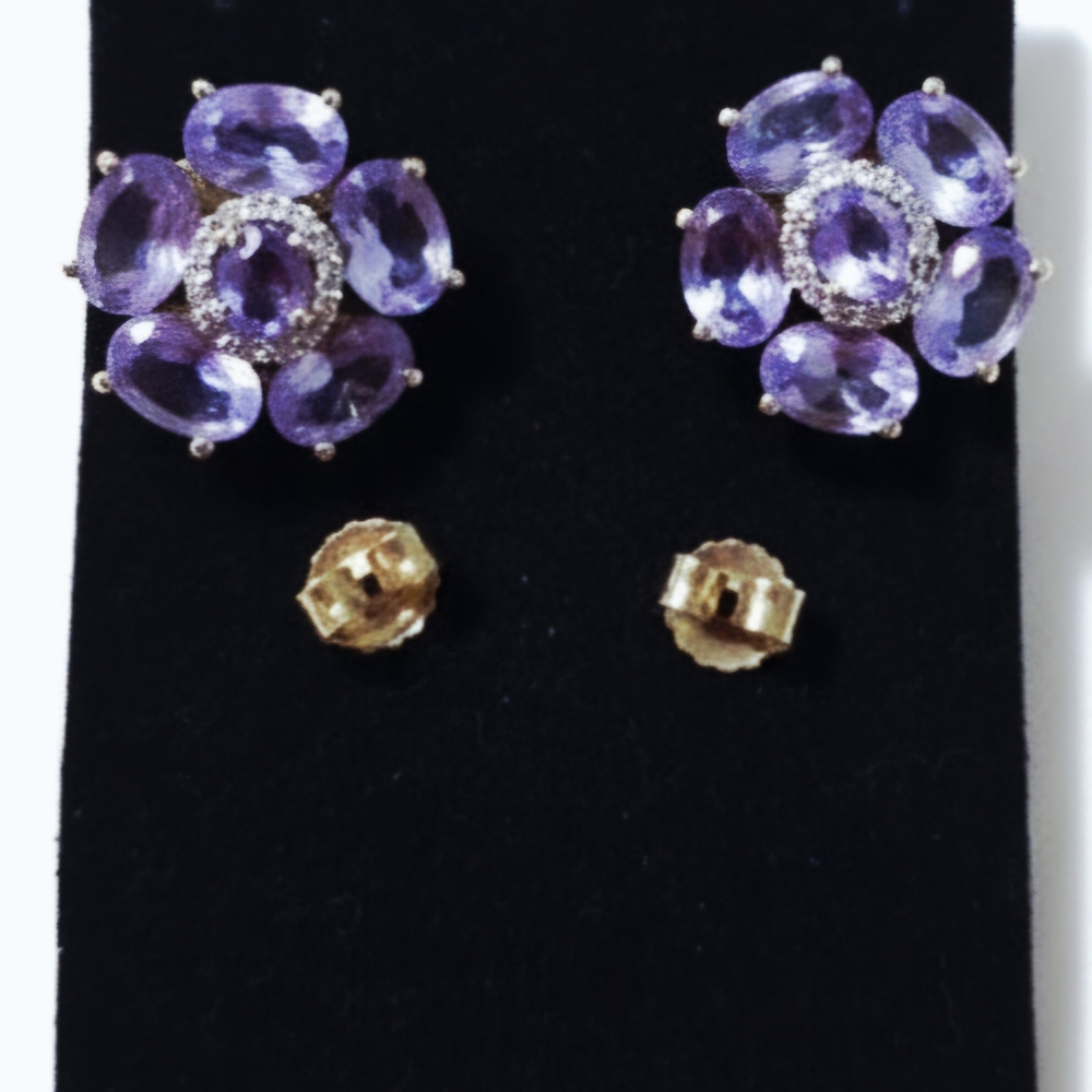 Elegant Purple Floral Earrings